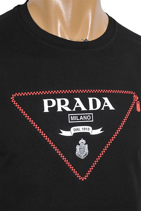 prada logo print t shirt|Prada cettire men's shirt.